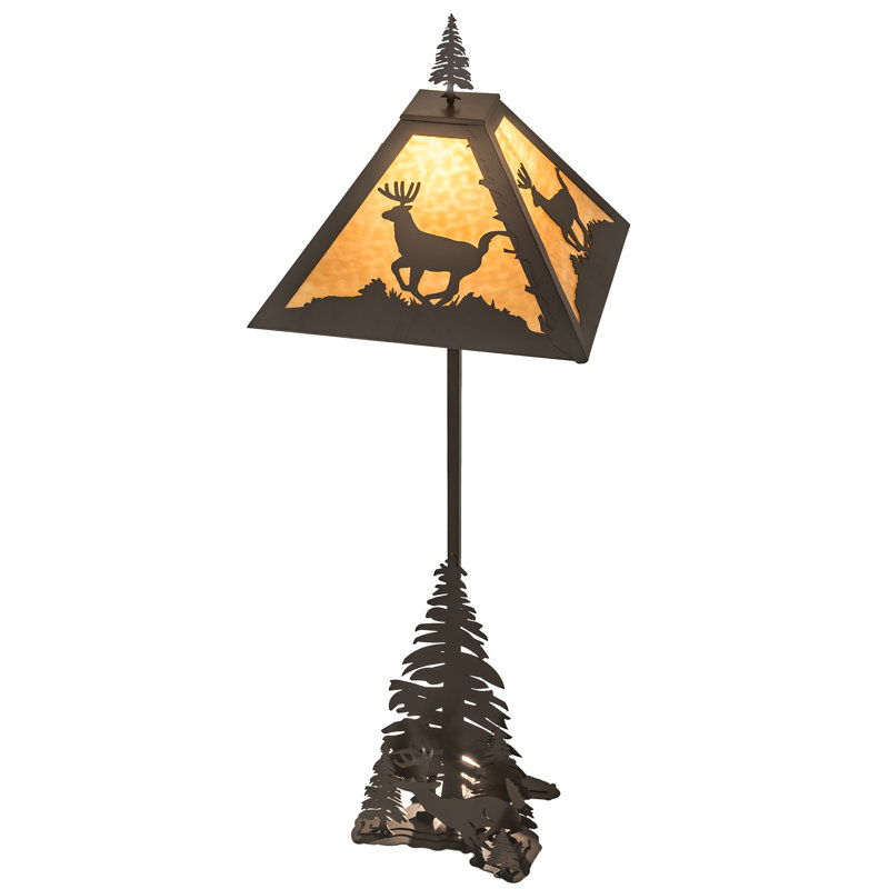Timeless Bronze 77'' Stained Glass Deer Motif Floor Lamp