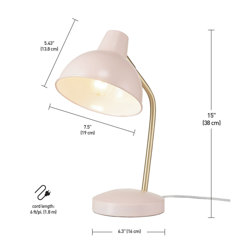 Matte Rose and Gold Adjustable Kids Desk Lamp