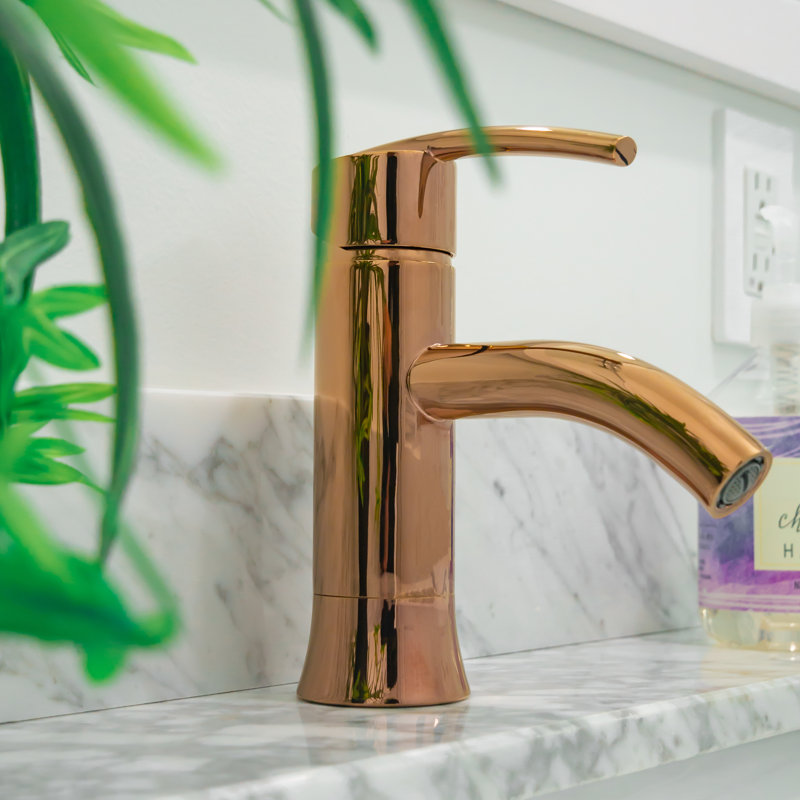 Waverly Elegant Polished Rose Gold Single-Hole Bathroom Faucet