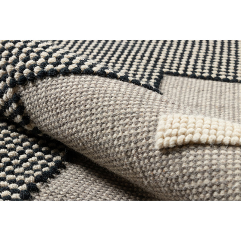 Karl Geometric Blue Wool 9' x 12' Handwoven Area Rug