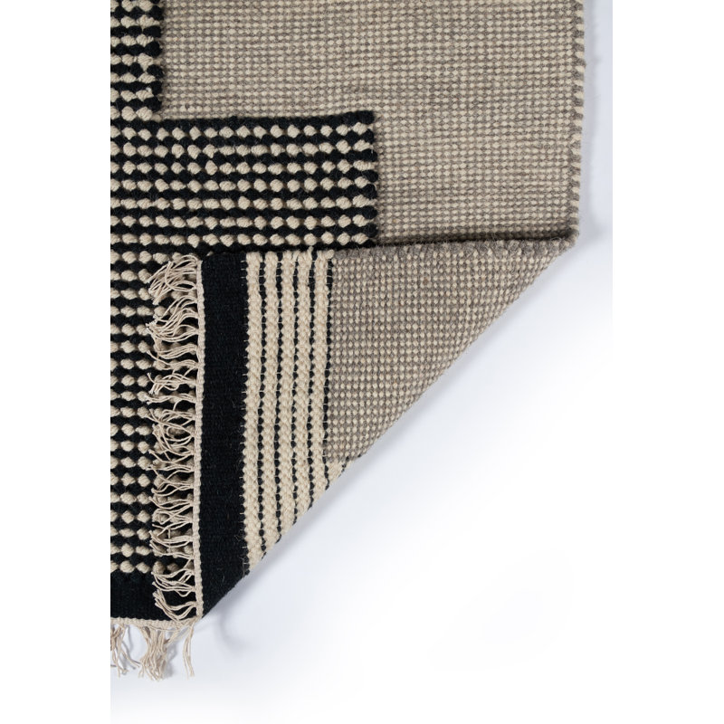 Karl Geometric Blue Wool 9' x 12' Handwoven Area Rug