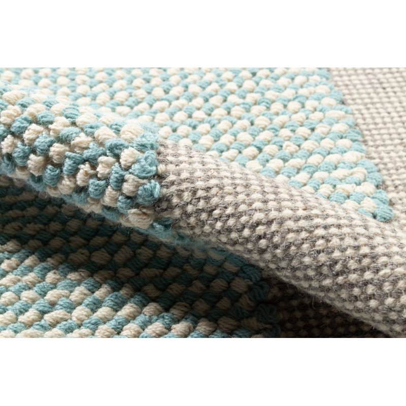 Karl Geometric Blue Wool 9' x 12' Handwoven Area Rug