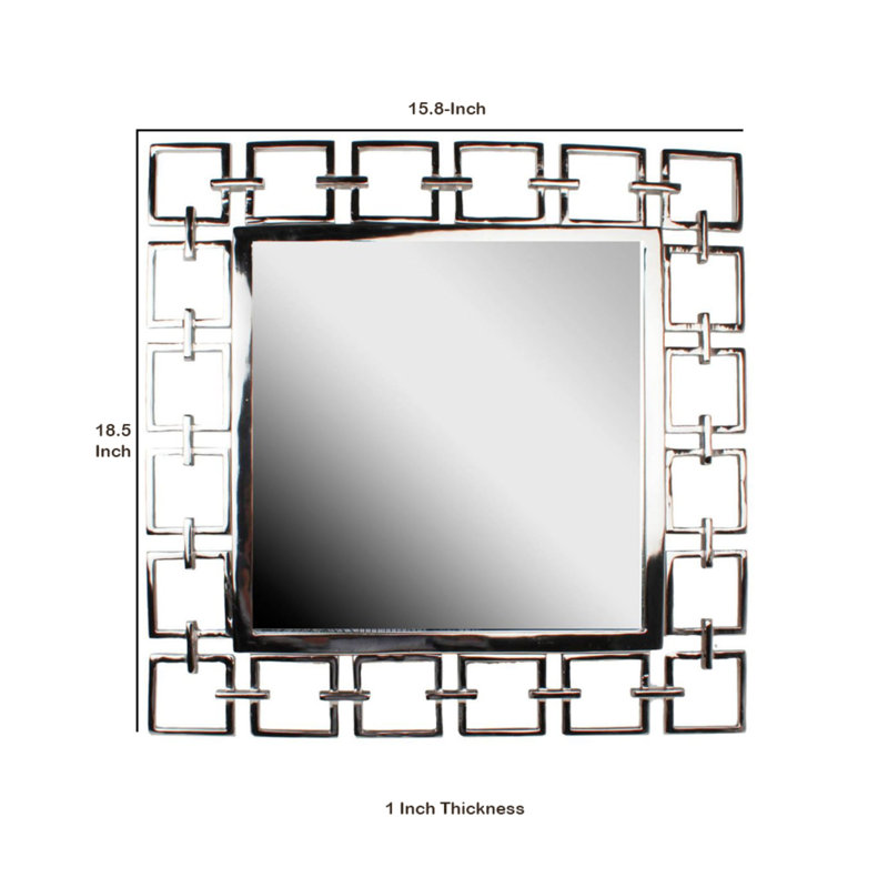 Sophisticated Silver Openwork Rectangular Wall Mirror