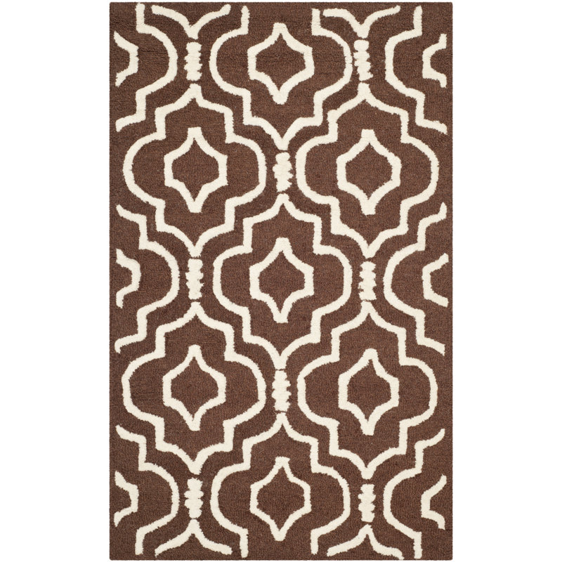 Elegant Cambridge Dark Brown & Ivory Hand-Tufted Wool Rug 8' x 10'