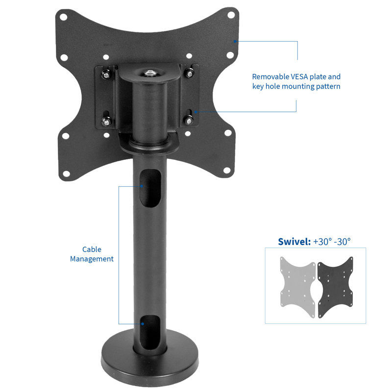 Sleek Swivel Bolt-Down TV Stand for 23"-43" Screens