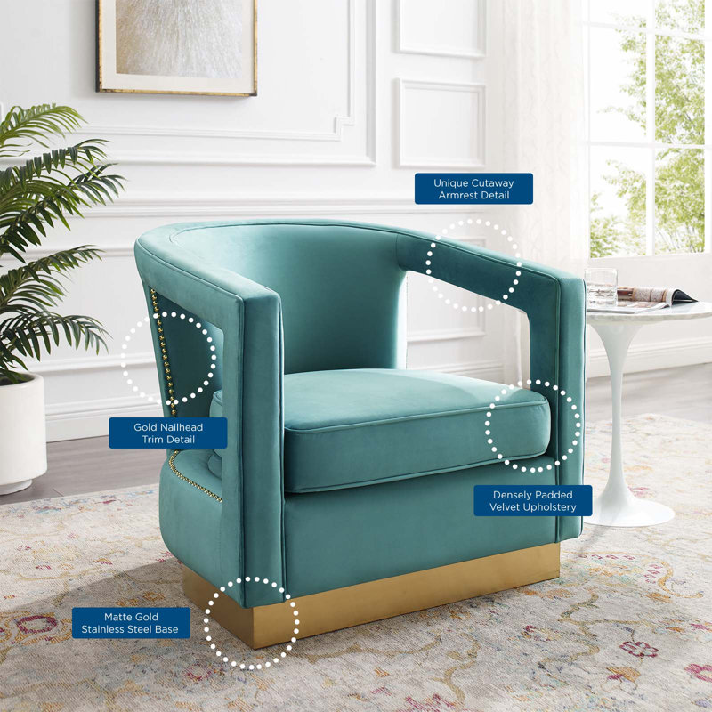 Contemporary Mint Velvet Accent Chair with Sleek Design