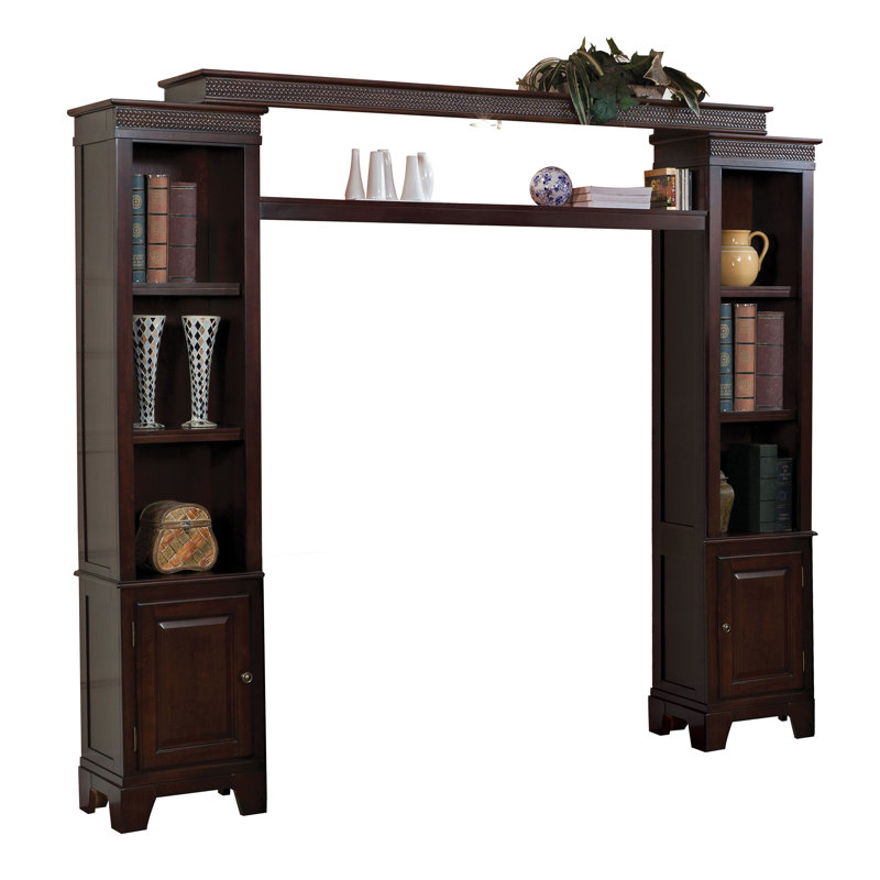Halden Merlot 94'' Open Shelving Entertainment Center with Light Bridge