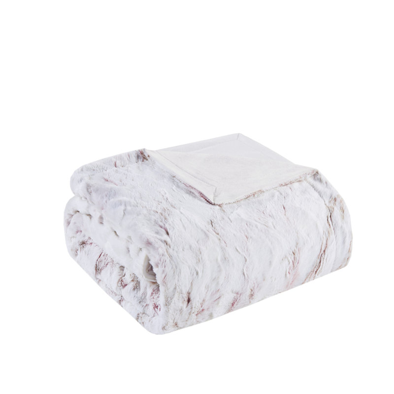 Blush Marble Oversized Reversible Faux Fur Throw