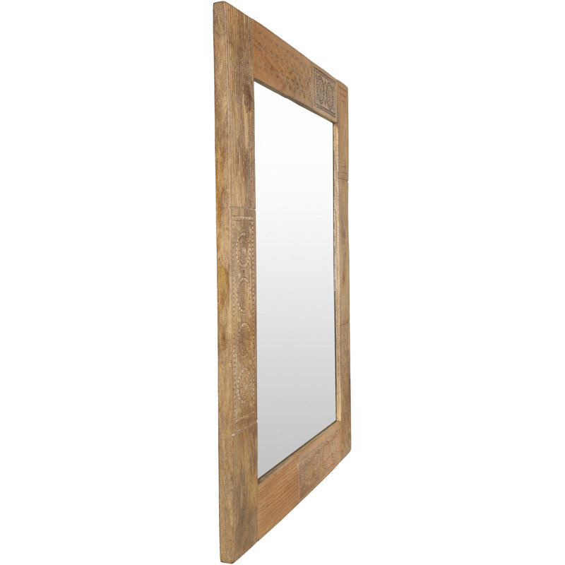 Elegant Dilwara Rectangular Wood Wall Mirror 32"x39"