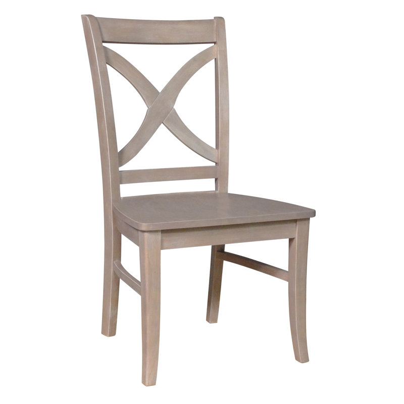 Vineyard Washed Gray Taupe Solid Wood Cross-Back Side Chair