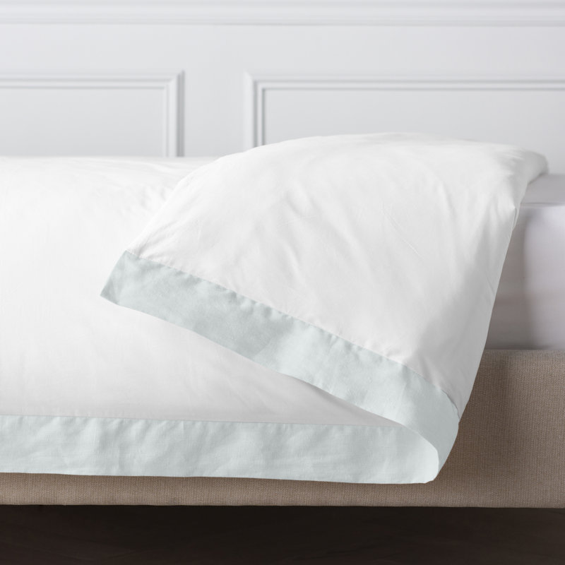 Twin White and Linen Cotton Percale Duvet Cover