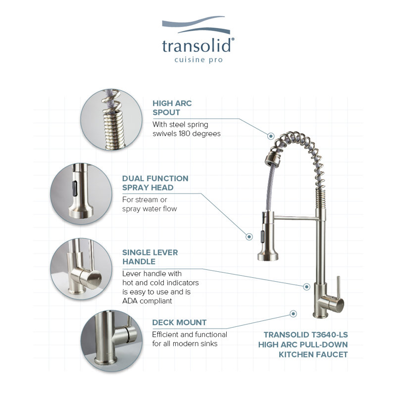 Cuisine Pro Luxe Stainless Steel Pull-down Kitchen Faucet with Sprayer