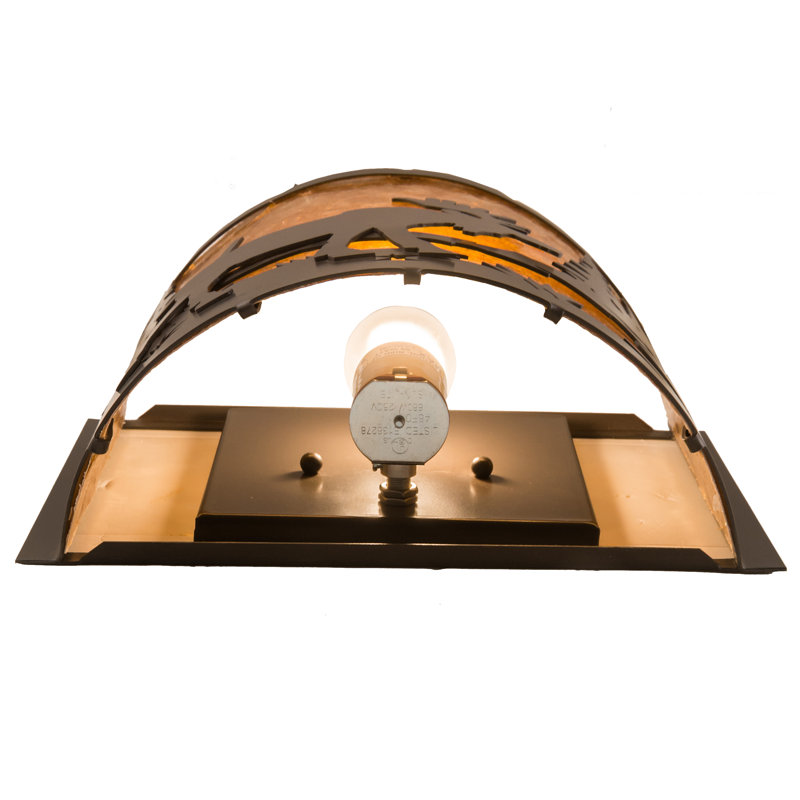 Timeless Bronze Moose and Trees Amber Glass Sconce
