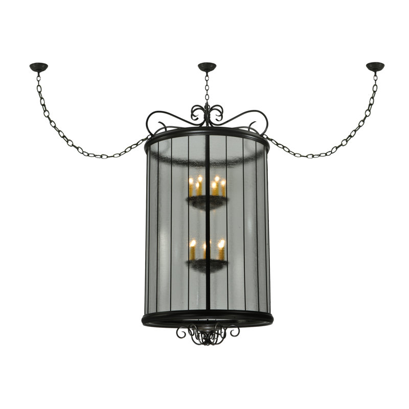 Elegant 12-Light Bronze and Glass Globe Pendant for Indoor/Outdoor