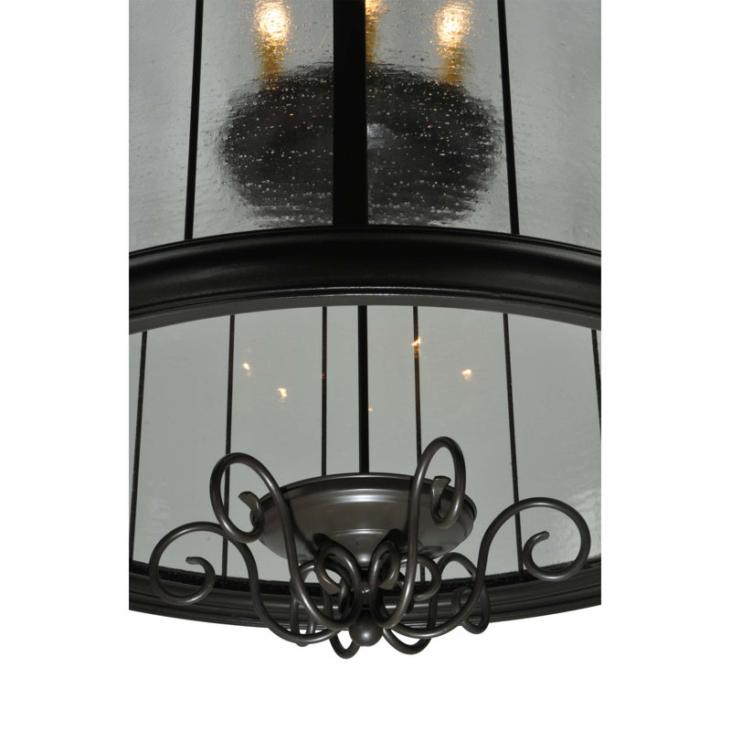 Elegant 12-Light Bronze and Glass Globe Pendant for Indoor/Outdoor