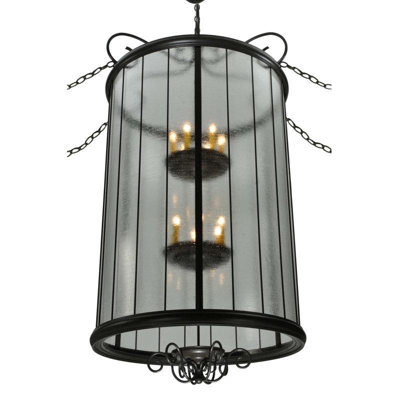 Elegant 12-Light Bronze and Glass Globe Pendant for Indoor/Outdoor