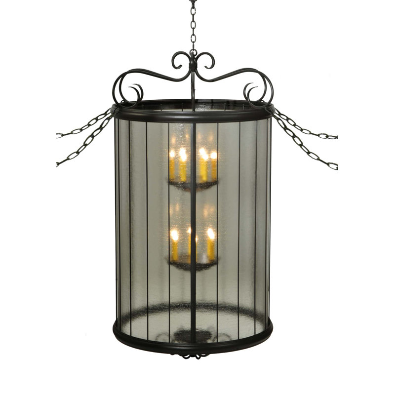 Elegant 12-Light Bronze and Glass Globe Pendant for Indoor/Outdoor