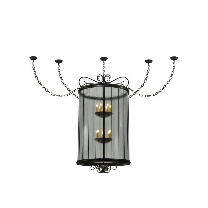 Elegant 12-Light Bronze and Glass Globe Pendant for Indoor/Outdoor