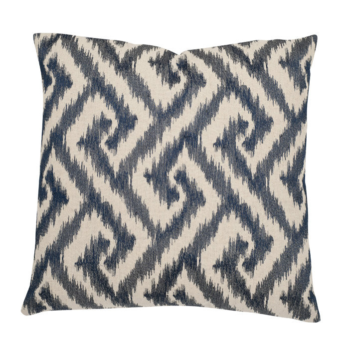 Blue Embroidered Linen Blend Square Pillow Set