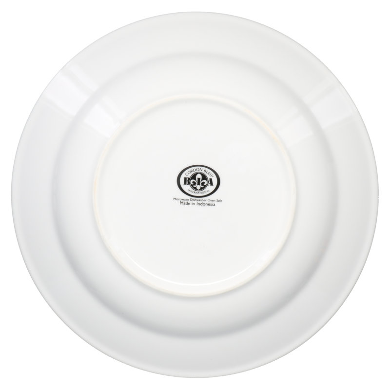 Classic White Porcelain Rim Soup Bowls, Set of 4