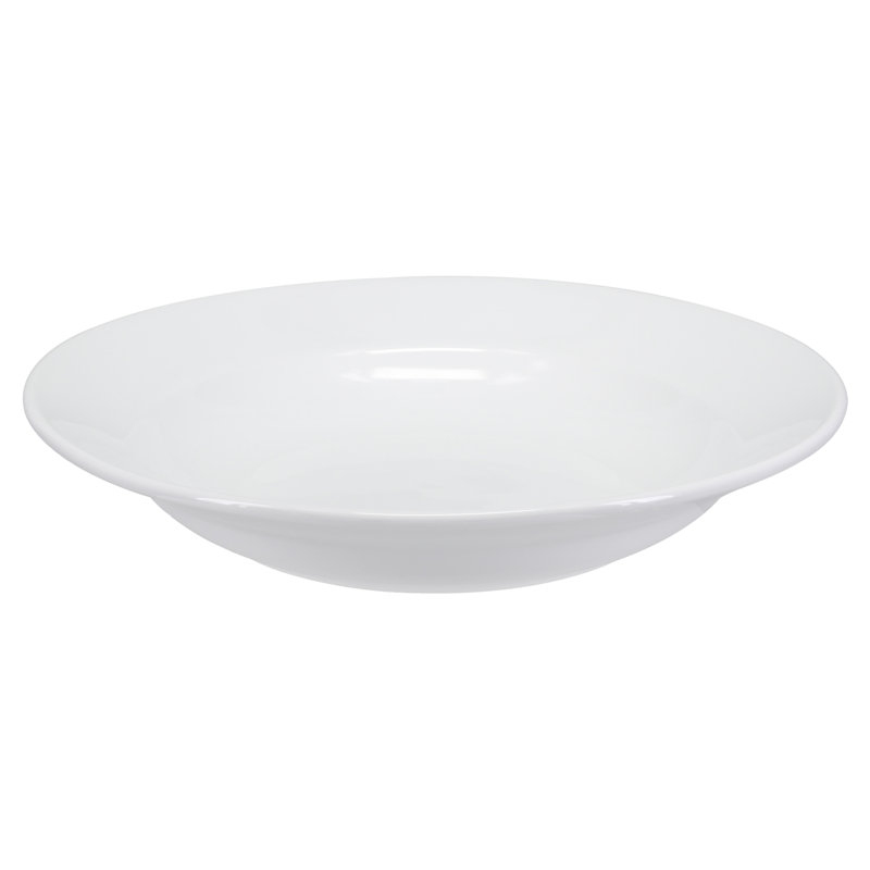 Classic White Porcelain Rim Soup Bowls, Set of 4