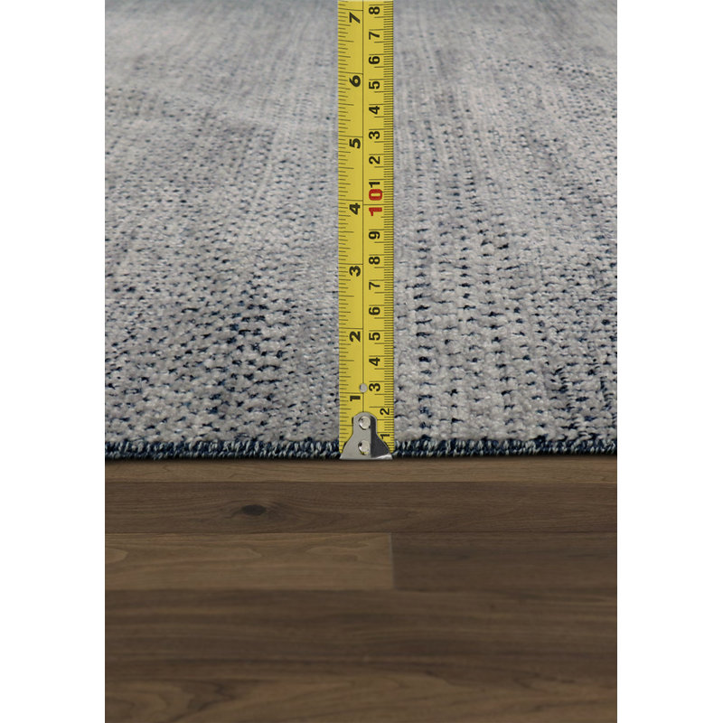 Silver Hand-Knotted Wool and Silk Area Rug