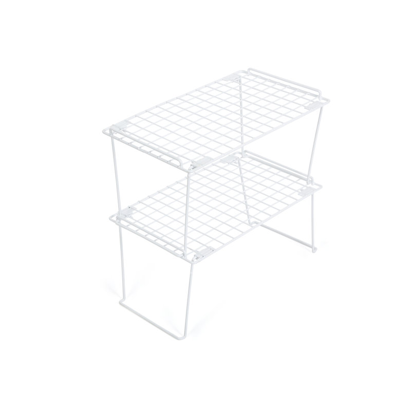 Large White Metal Stacking Cabinet Shelf Rack
