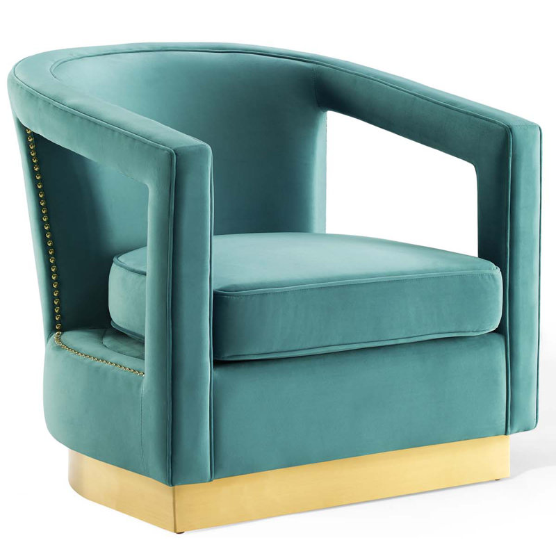 Contemporary Mint Velvet Accent Chair with Sleek Design