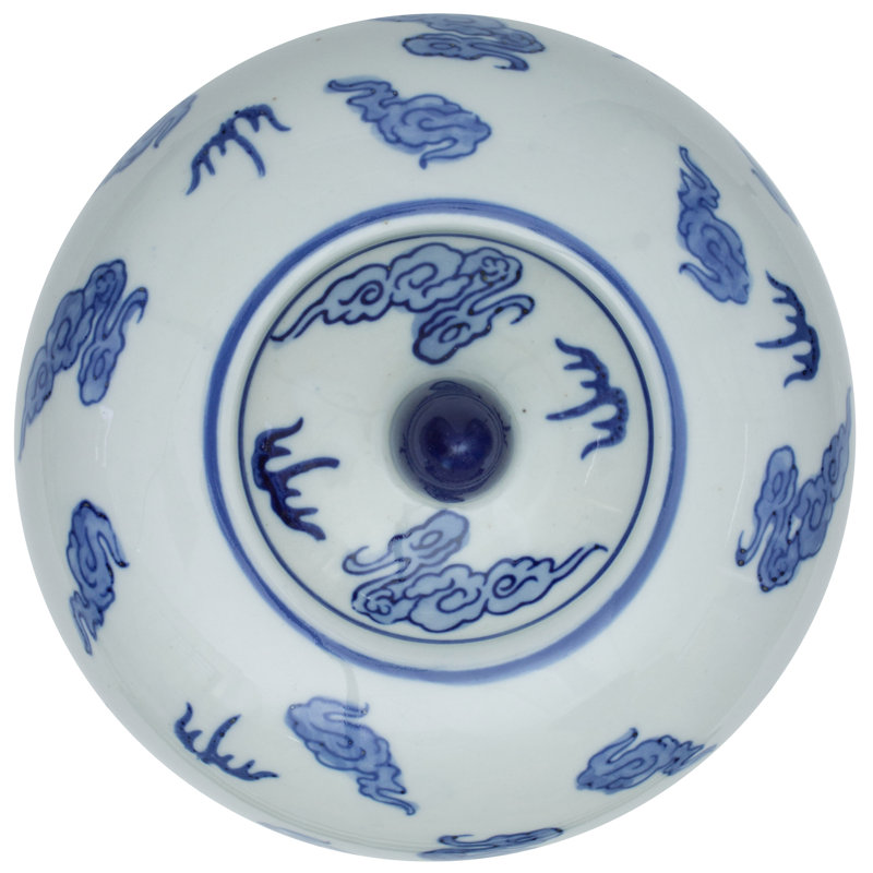 11" Blue and White Hand-Painted Porcelain Dragon Vase