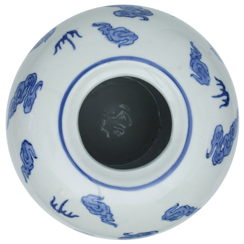 11" Blue and White Hand-Painted Porcelain Dragon Vase