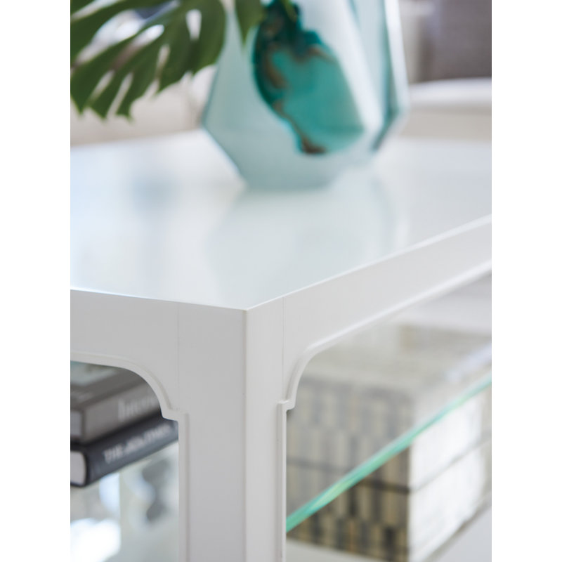 White Transitional Rectangular Outdoor Wood and Glass Table