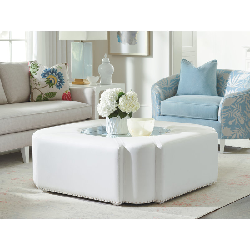48" White Transitional Square Wood Cocktail Table
