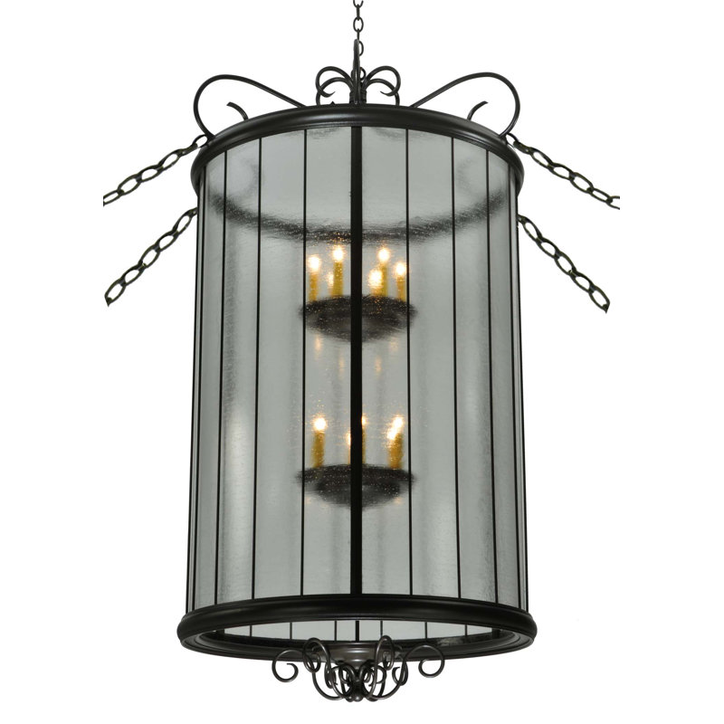 Elegant 12-Light Bronze and Glass Globe Pendant for Indoor/Outdoor