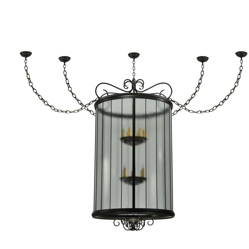 Elegant 12-Light Bronze and Glass Globe Pendant for Indoor/Outdoor