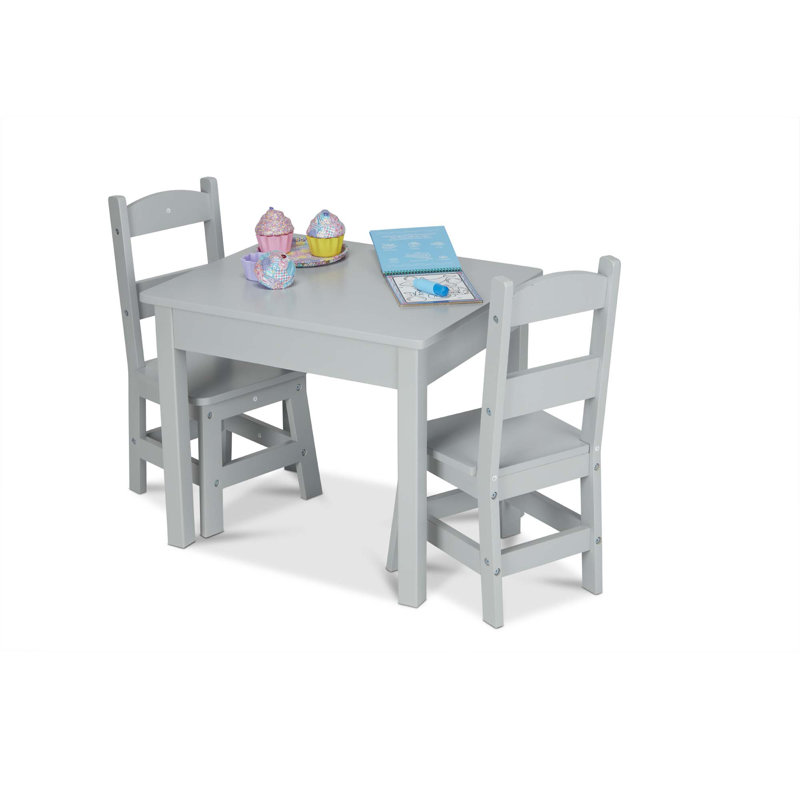 Modern Cool Gray Solid Wood Kids Chair Pair