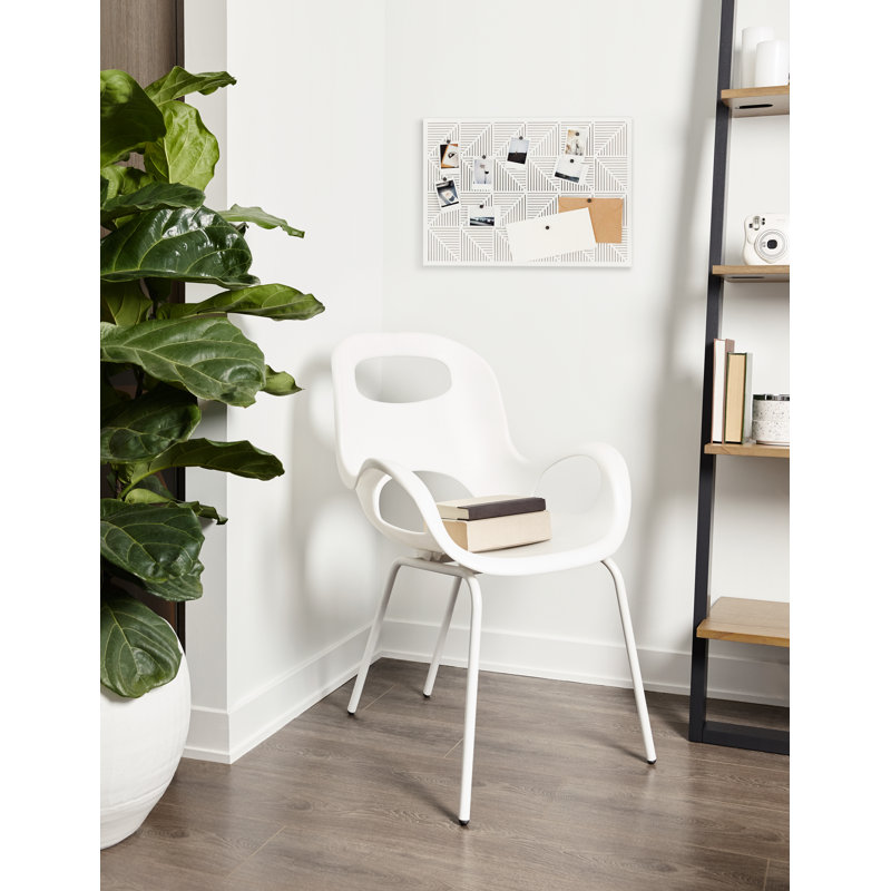 High White Metal Arm Chair with Nylon Feet