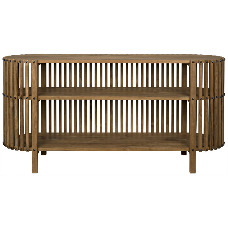 Consuela 66.5'' Oval Teak Console Table with Nailhead Detail