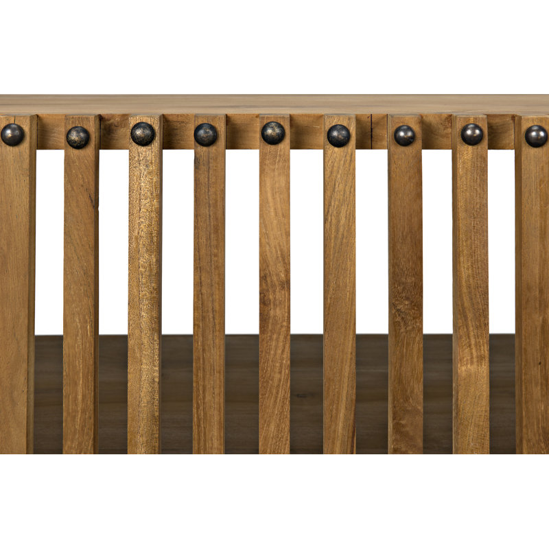 Consuela 66.5'' Oval Teak Console Table with Nailhead Detail