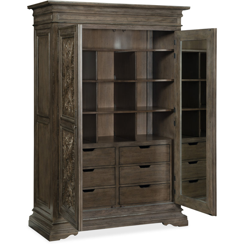 Gray Rustic Oak Traditional Wardrobe with Mirror