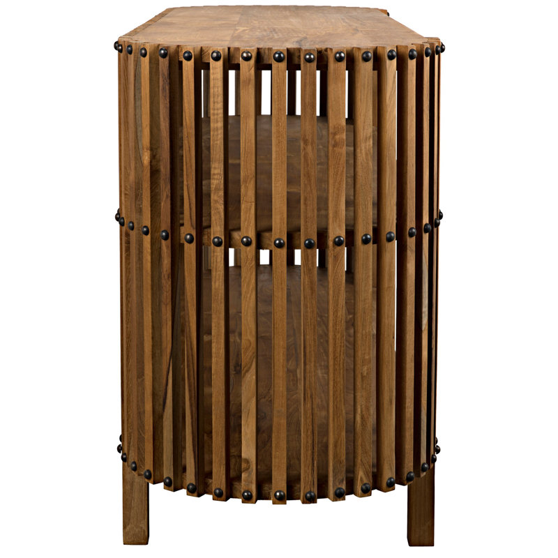 Consuela 66.5'' Oval Teak Console Table with Nailhead Detail