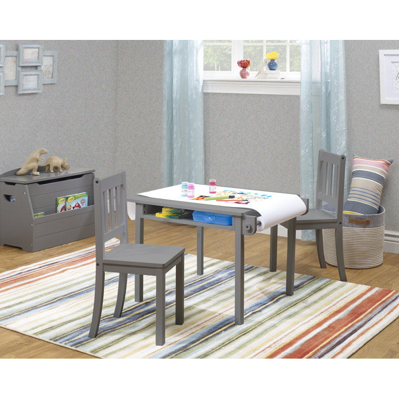 Gray Wooden Kids Activity Table and Chair Set