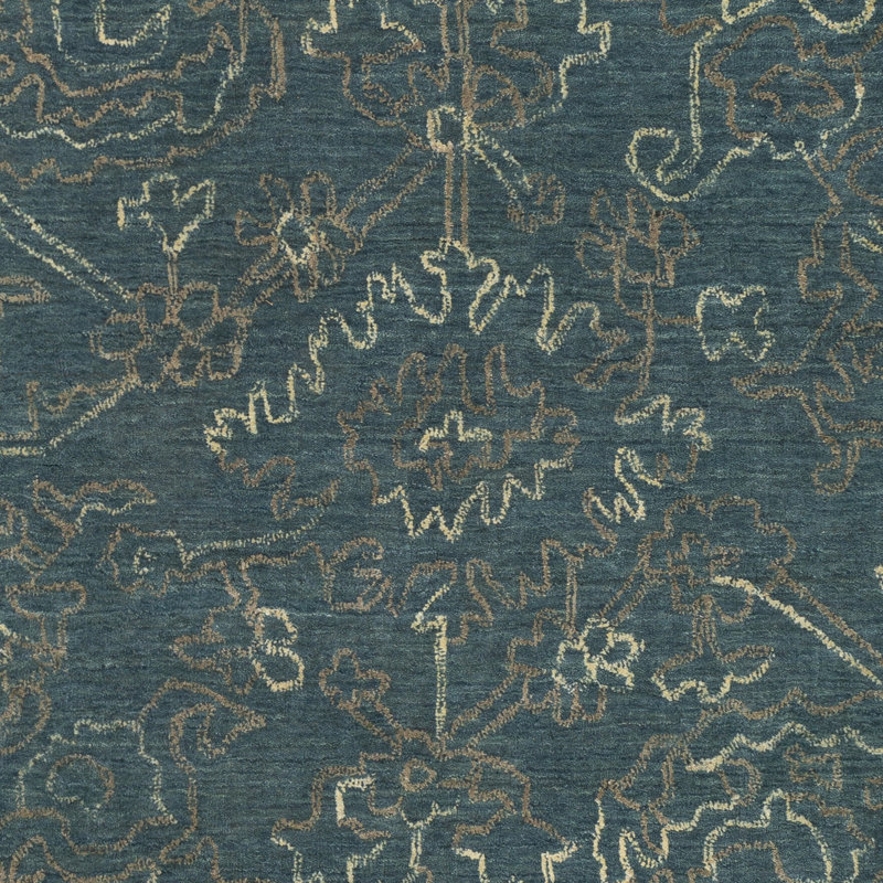 Wilmington Blue Hand-Knotted Wool Rectangular Rug