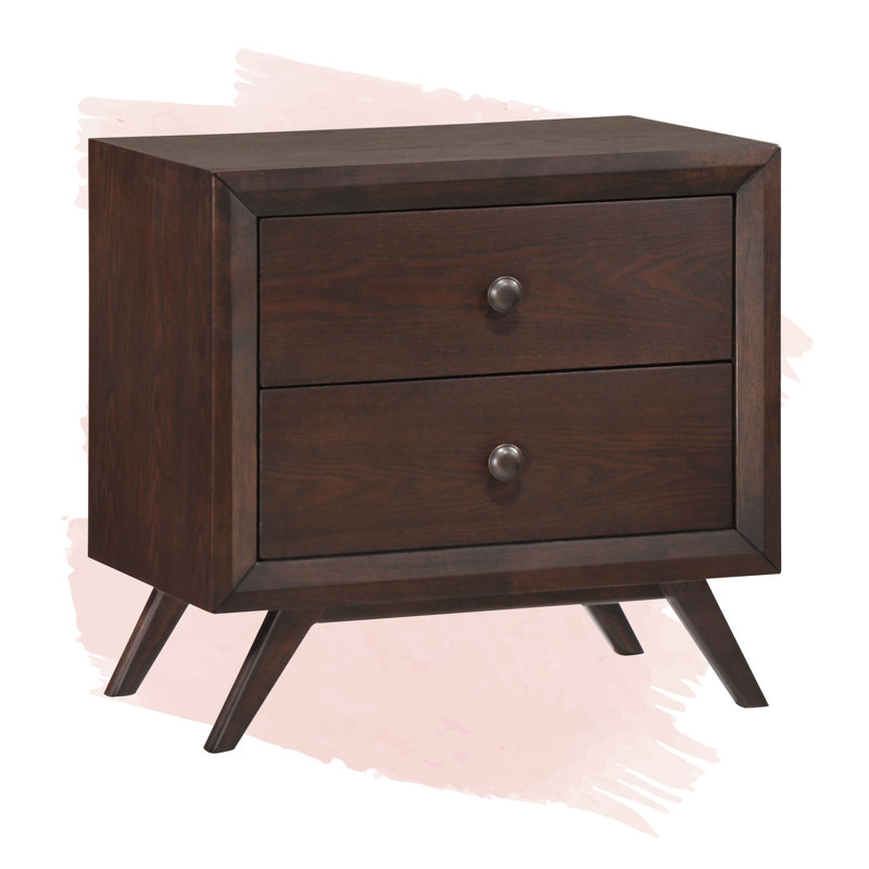 Tracy Toffee Brown Mid-Century 2-Drawer Nightstand