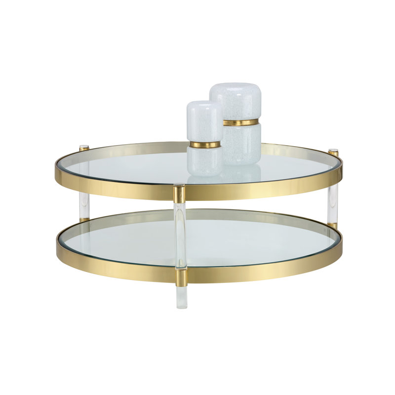 41'' Round Luxe Gold Metal & Acrylic Outdoor Coffee Table