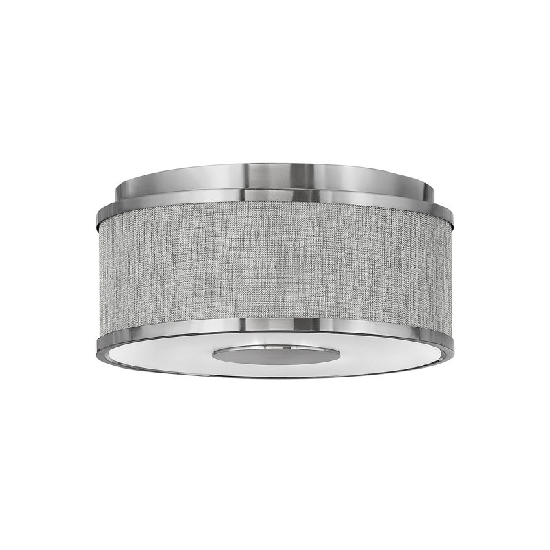 Transitional Black Brushed Nickel LED Drum Flush Mount Light