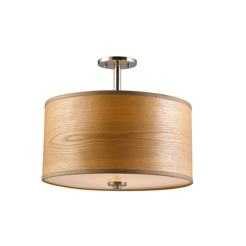 Brulee Brass Drum 3-Light Semi-Flush Ceiling Mount