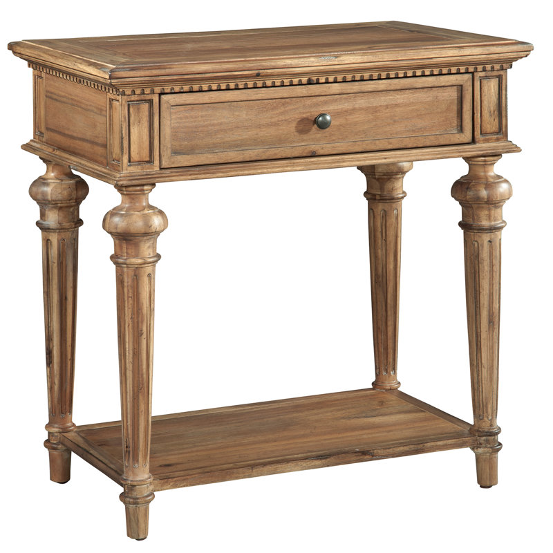 Beige Wood Traditional 1-Drawer Nightstand