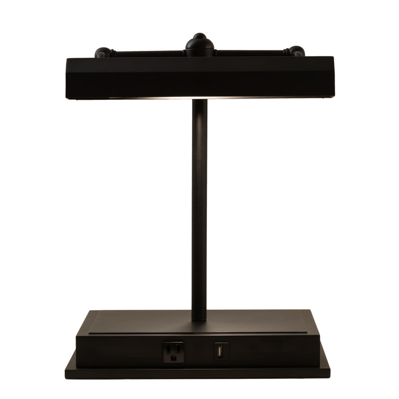 Oil Rubbed Bronze 17" Dual Head Library Lamp with USB Port