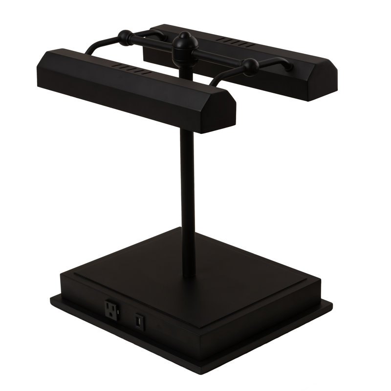 Oil Rubbed Bronze 17" Dual Head Library Lamp with USB Port