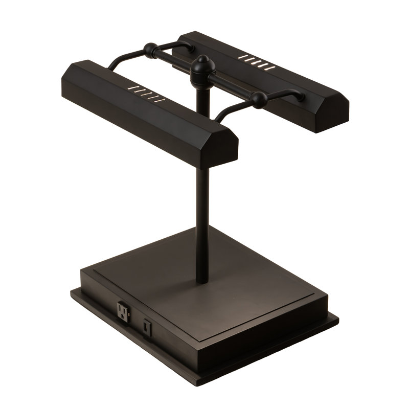 Oil Rubbed Bronze 17" Dual Head Library Lamp with USB Port